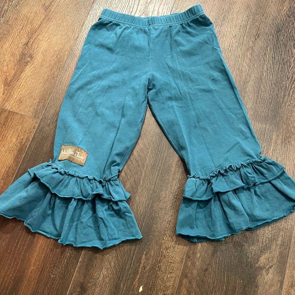 Matilda Jane Teal Ruffle Pants Sz 4